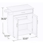 Kitchen Island Rolling Trolley Cart with Adjustable Shelves and Towel Rack - 32.68L * 17.72W * 36.02H