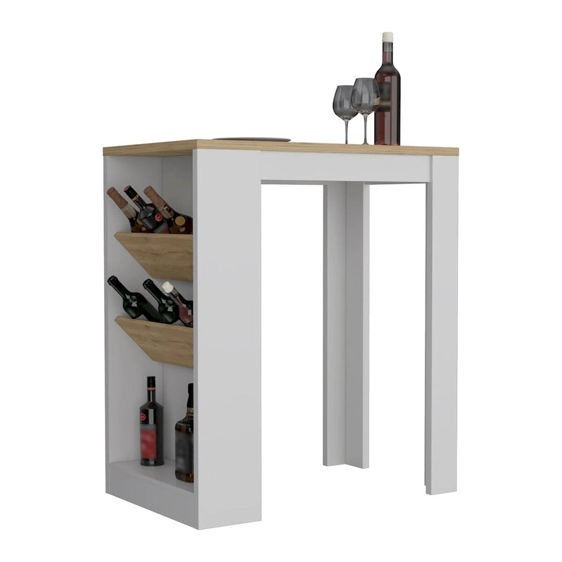 Kitchen Island Dozza, Three Shelves, Black Wengue / Light Oak Finish