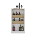 Kitchen Island Dozza, Three Shelves, Black Wengue / Light Oak Finish