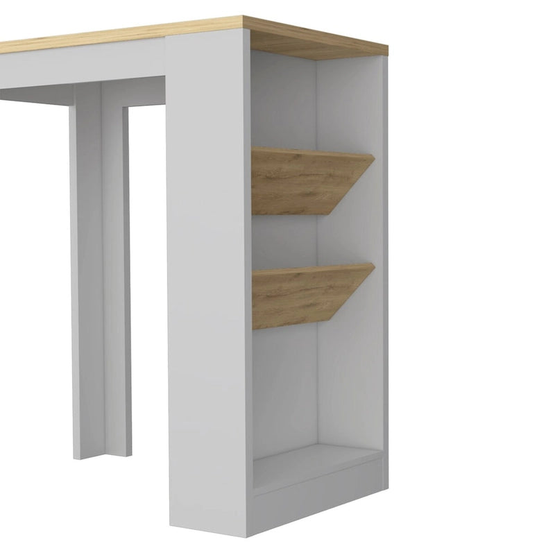 Kitchen Island Dozza, Three Shelves, Black Wengue / Light Oak Finish