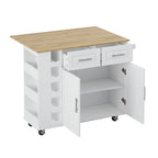 Grondin Multi-Functional Kitchen Island Cart with Solid Wood Drop Leaf, 2 Doors, 2 Drawers,Wine Rack and Spice Rack