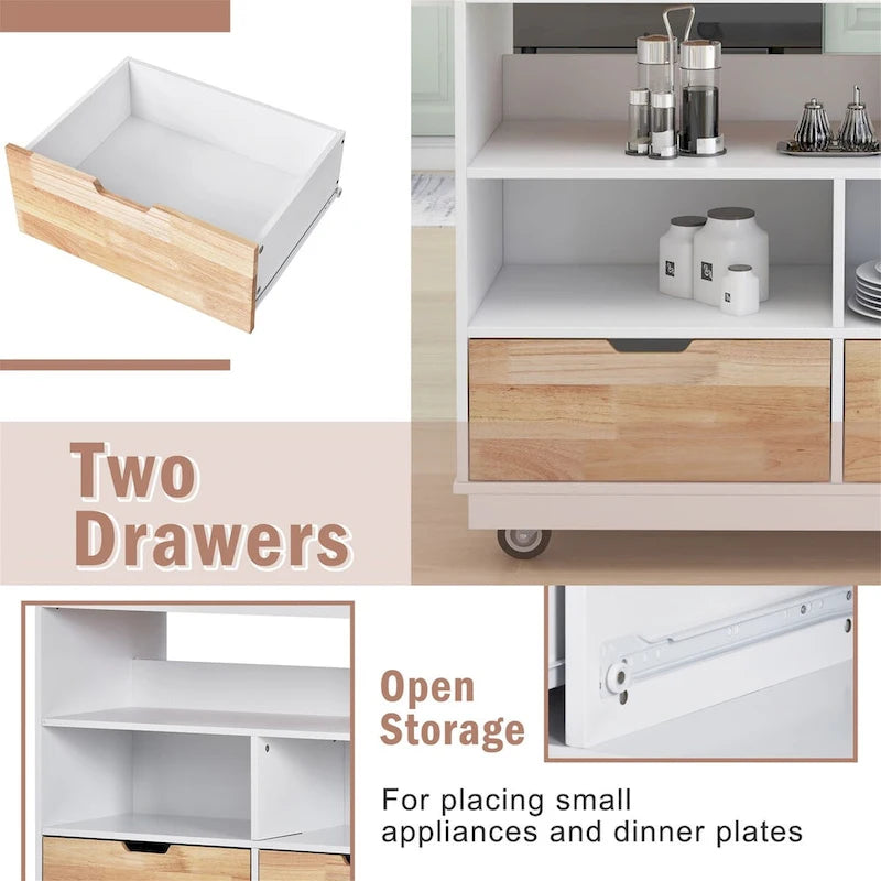 Two-sided Kitchen island Cart on Wheels by