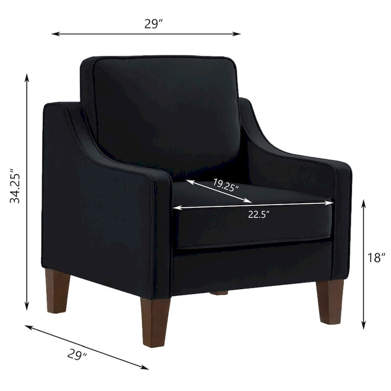 Upholstered Velvet Accent Chair with Wooden Legs