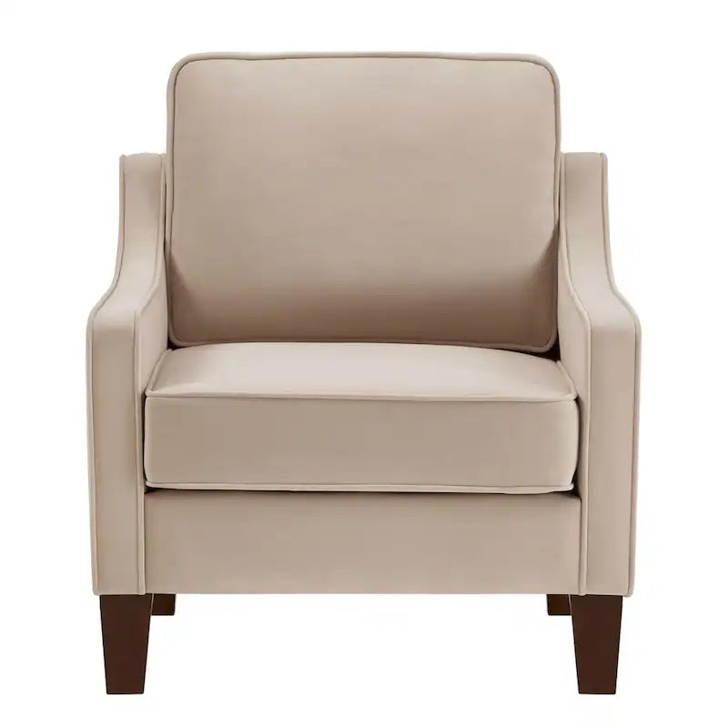 Upholstered Velvet Accent Chair with Wooden Legs