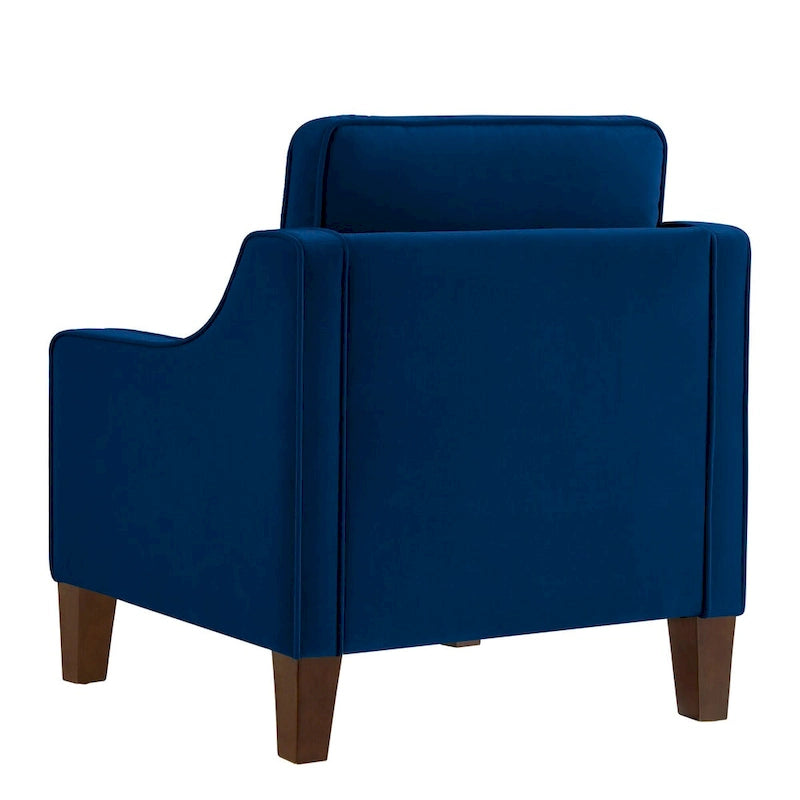 Upholstered Velvet Accent Chair with Wooden Legs
