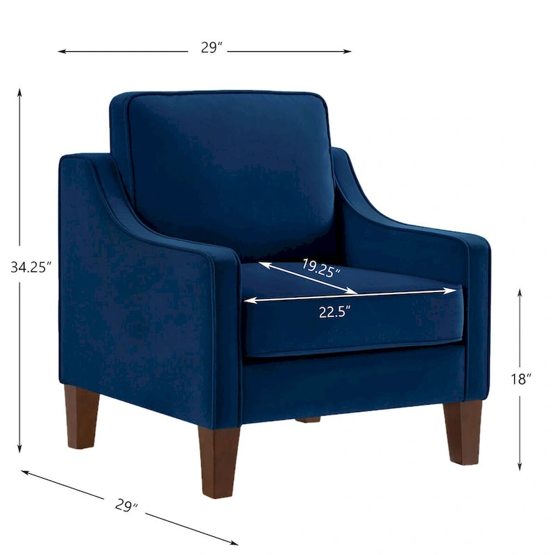 Upholstered Velvet Accent Chair with Wooden Legs