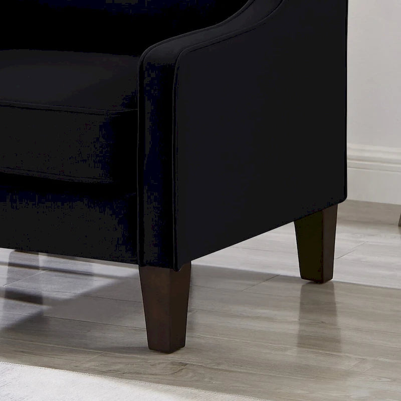 Upholstered Velvet Accent Chair with Wooden Legs