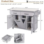 Rolling Kitchen Island with Trash Can, Kitchen Cart with Drop Leaf, Adjustable Shelf