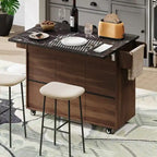Rolling Kitchen Island with Trash Can, Kitchen Cart with Drop Leaf, Adjustable Shelf