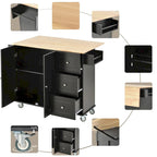 52.7 Rolling Mobile Kitchen Island with Solid Wood Top