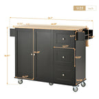 52.7 Rolling Mobile Kitchen Island with Solid Wood Top
