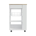 5-Shelf 1-Drawer Kitchen Cart White and Light Oak