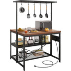 47 3 Tier Kitchen Island Table with Storage Shelf and Hooks - N/A