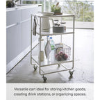 Rolling Utility Cart, Steel, Wheels - L 19.29 x W 14.96 x H 32.09 inches