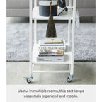 Rolling Utility Cart, Steel, Wheels - L 19.29 x W 14.96 x H 32.09 inches