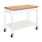 HOME Work Center Island Table with Solid Wood Top, 48 W x 24 D x 36 H, White