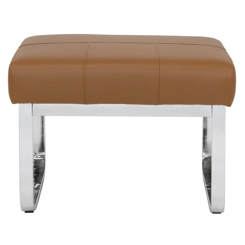 Studio Designs Home Allure Rectangular Metal Blended Leather Modern Ottoman