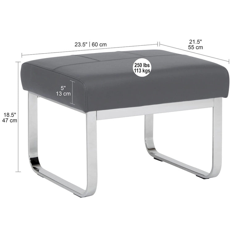 Studio Designs Home Allure Rectangular Metal Blended Leather Modern Ottoman