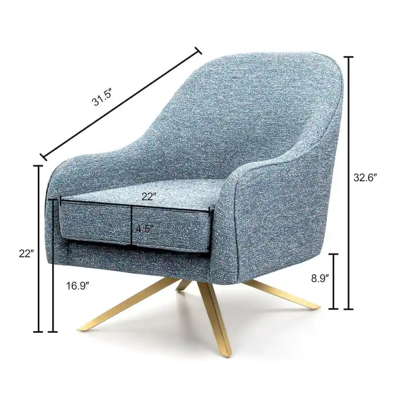Swivel Club Chair PU Leather Leisure Armchair Upholstered Accent Chair