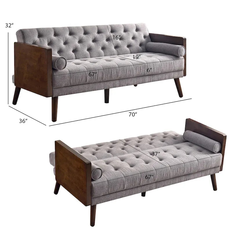 Mid Century Modern Living Room Adjustable Folding Sofa Bed