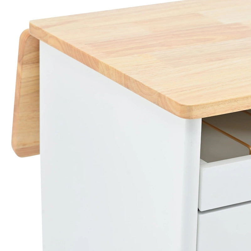 Kitchen Island with Drop Leaf, LED Light
