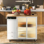 Kitchen Island with Drop Leaf, LED Light
