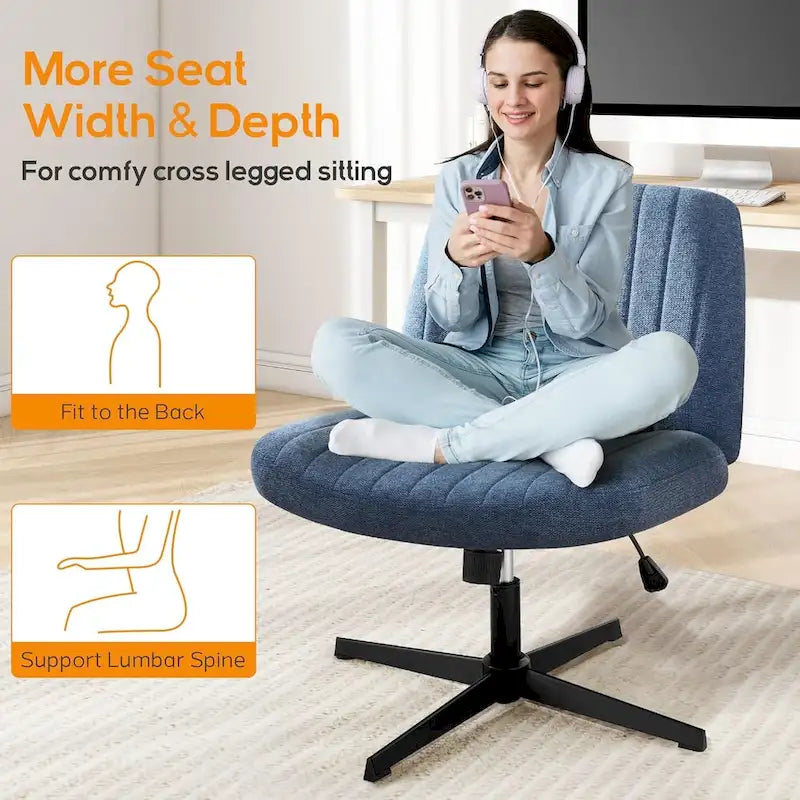 Office Desk Chair - Armless - Swivel with Wheels