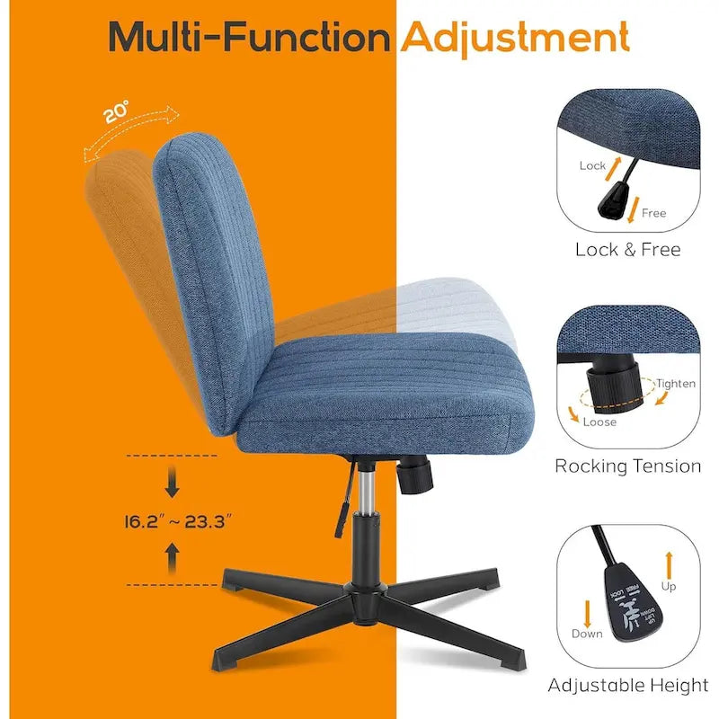 Office Desk Chair - Armless - Swivel with Wheels