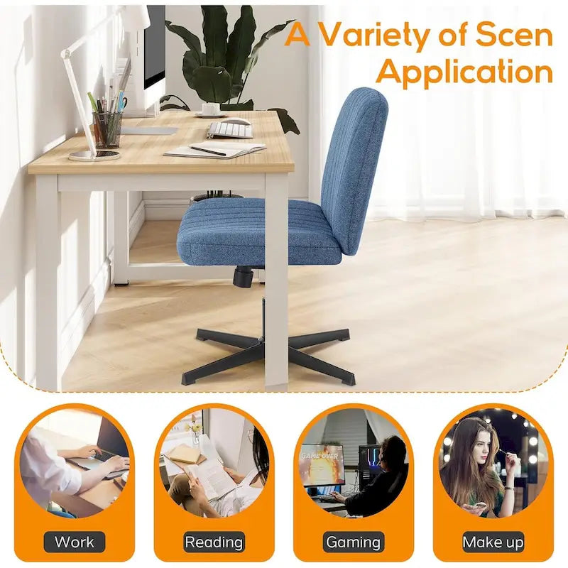 Office Desk Chair - Armless - Swivel with Wheels