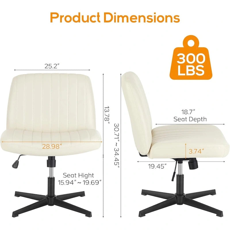Office Desk Chair - Armless - Swivel with Wheels