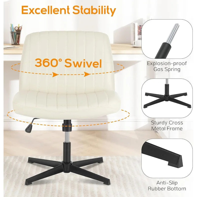 Office Desk Chair - Armless - Swivel with Wheels