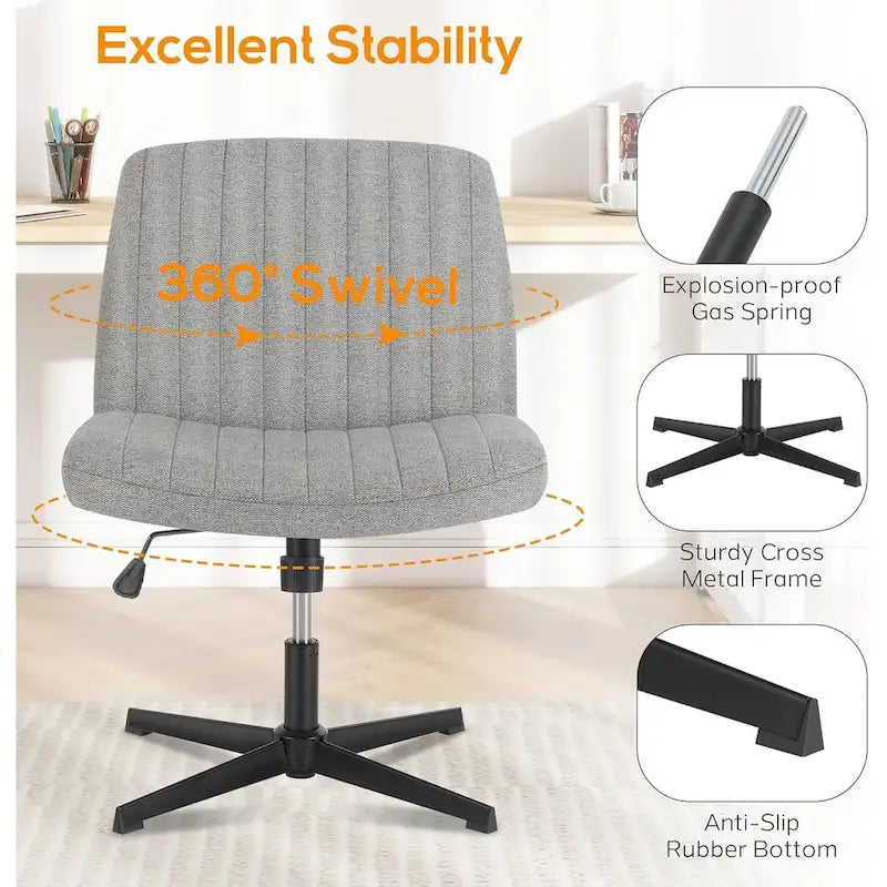 Office Desk Chair - Armless - Swivel with Wheels