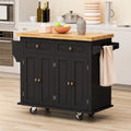 43.31 in. Kitchen Island Cart with 2 Cabinets and Spice Rack