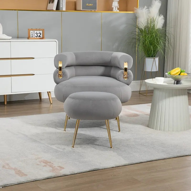 Accent Chair Modern Upholstered Armchair Tufted Chair with Metal Frame - 29.13 x 27.95 x 28.35