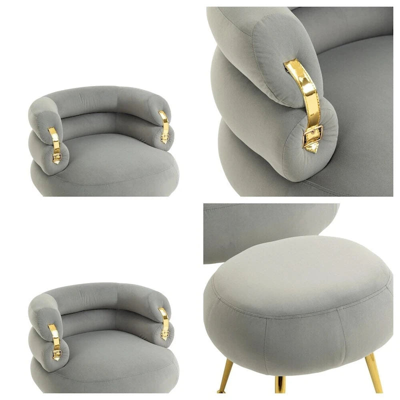 Accent Chair Modern Upholstered Armchair Tufted Chair with Metal Frame - 29.13 x 27.95 x 28.35