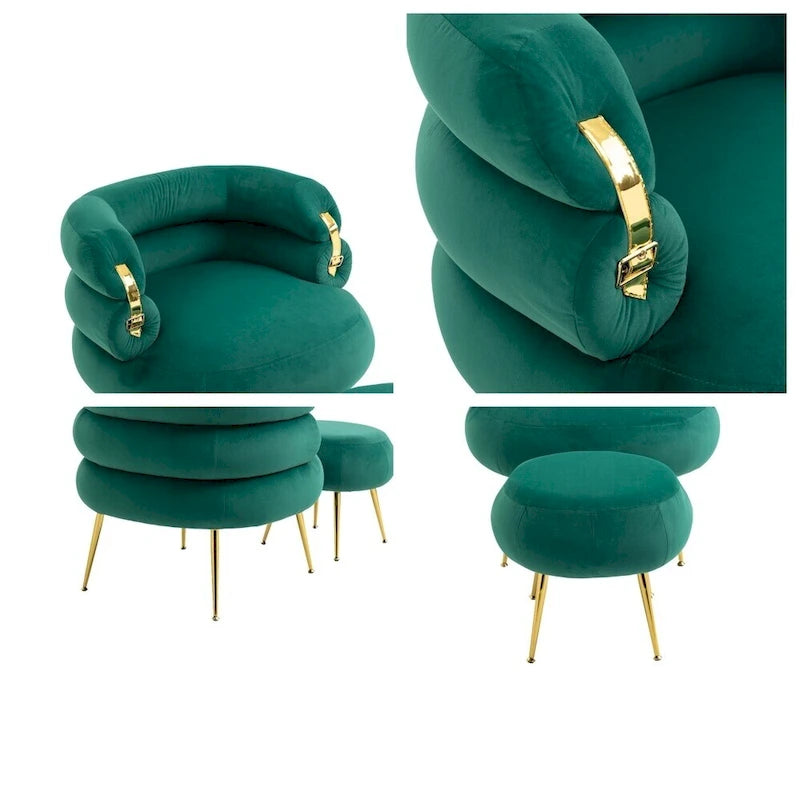 Accent Chair Modern Upholstered Armchair Tufted Chair with Metal Frame - 29.13 x 27.95 x 28.35