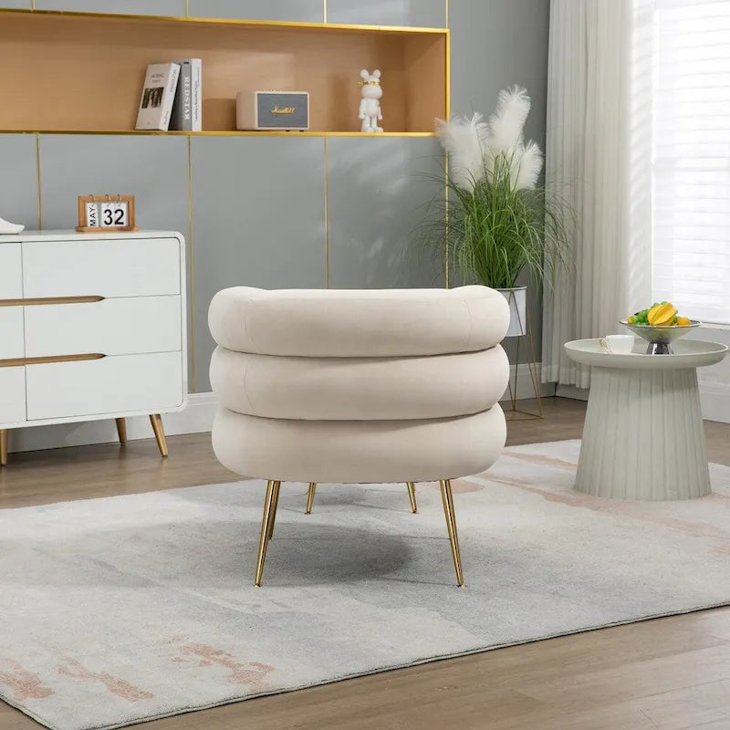 Accent Chair Modern Upholstered Armchair Tufted Chair with Metal Frame - 29.13 x 27.95 x 28.35