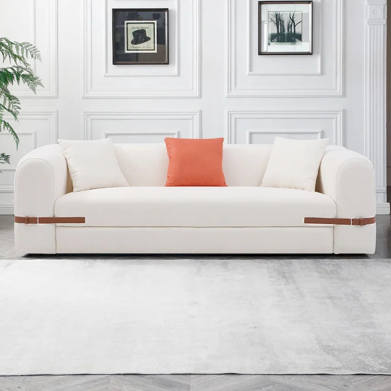 3-Seater Upholstered Sofa Mutiple Color Loveseat Couch with Pillows