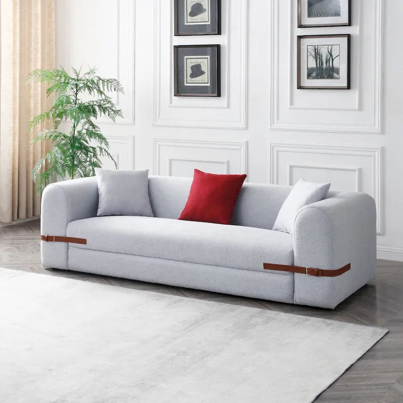 3-Seater Upholstered Sofa Mutiple Color Loveseat Couch with Pillows