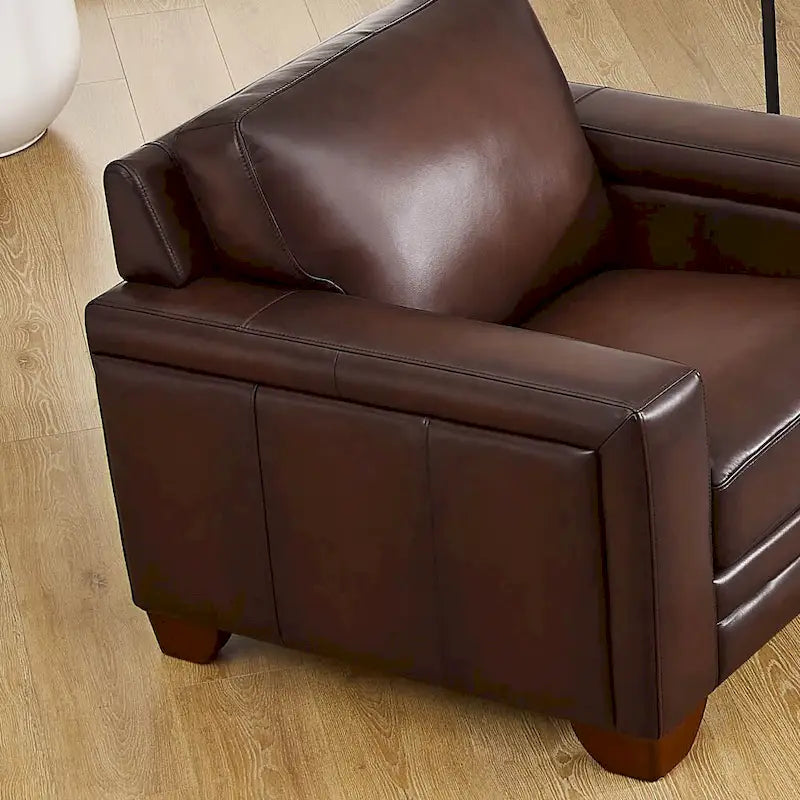 Hydeline Alice Top Grain Leather Armchair With Feather, Memory Foam and Springs