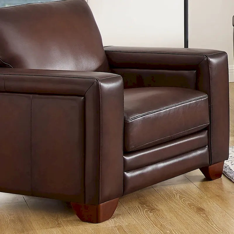 Hydeline Alice Top Grain Leather Armchair With Feather, Memory Foam and Springs