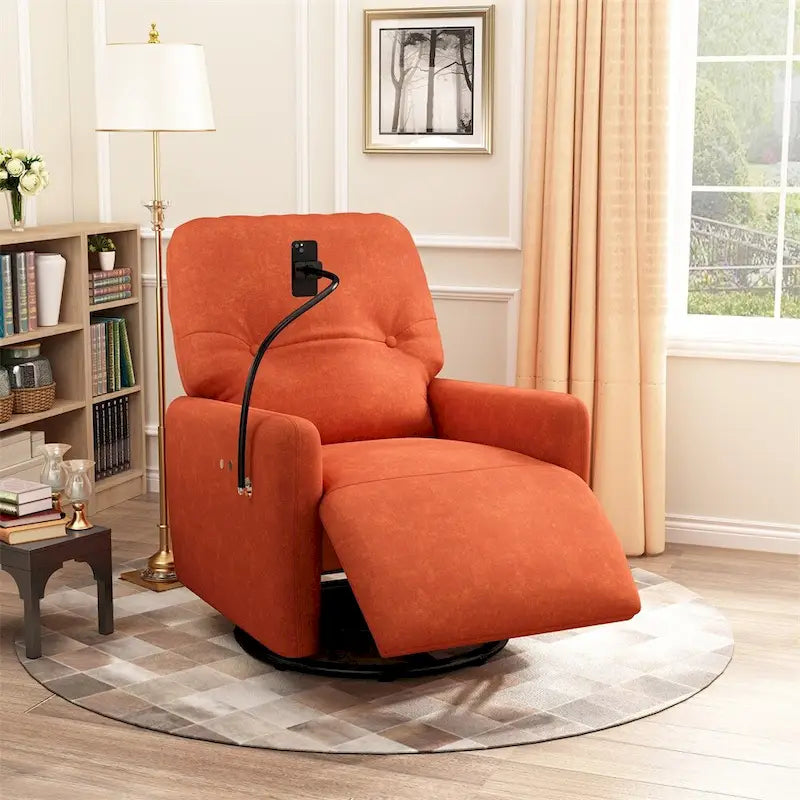 270 Degree Swivel Electric Recliner with a Phone Holder