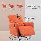270 Degree Swivel Electric Recliner with a Phone Holder