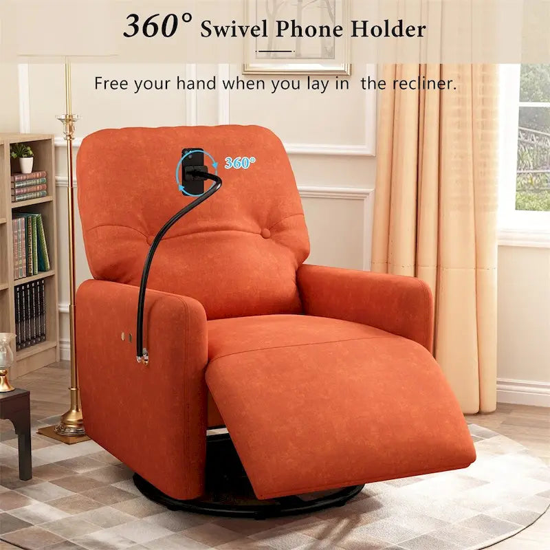 270 Degree Swivel Electric Recliner with a Phone Holder