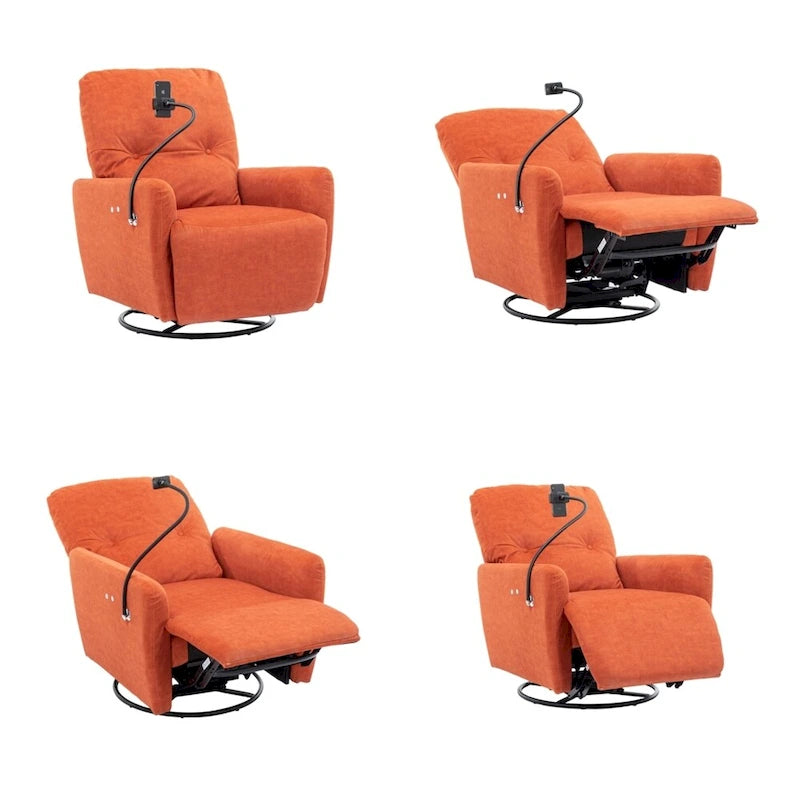 270 Degree Swivel Electric Recliner with a Phone Holder