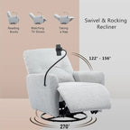 270 Degree Swivel Electric Recliner with a Phone Holder