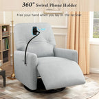 270 Degree Swivel Electric Recliner with a Phone Holder