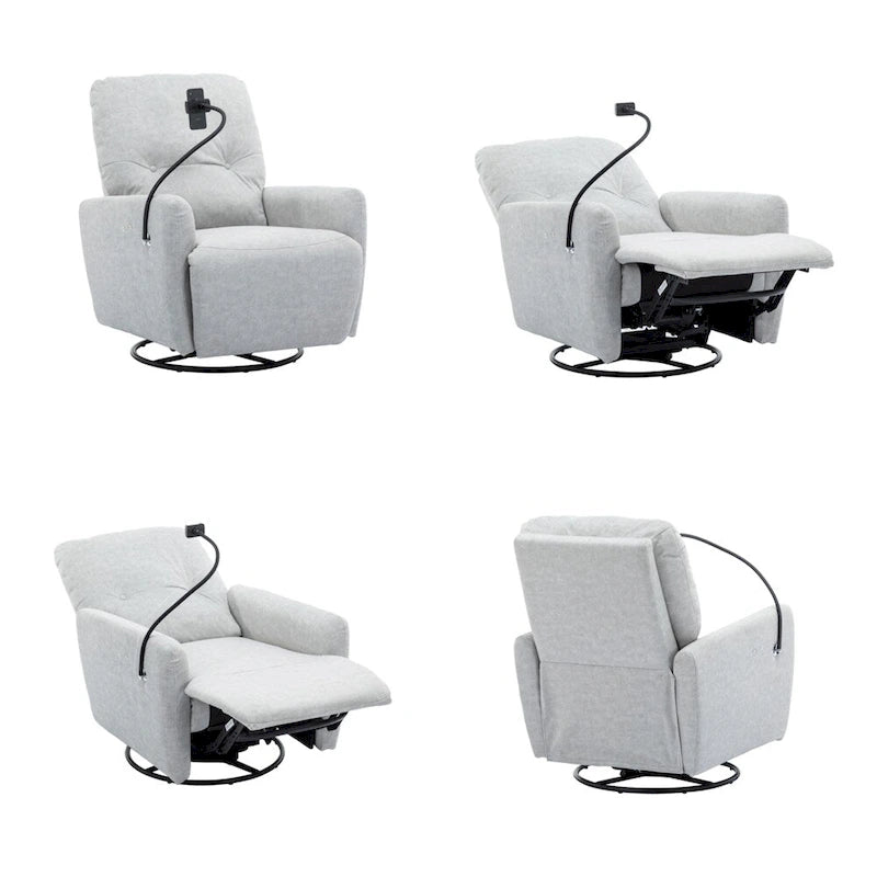 270 Degree Swivel Electric Recliner with a Phone Holder