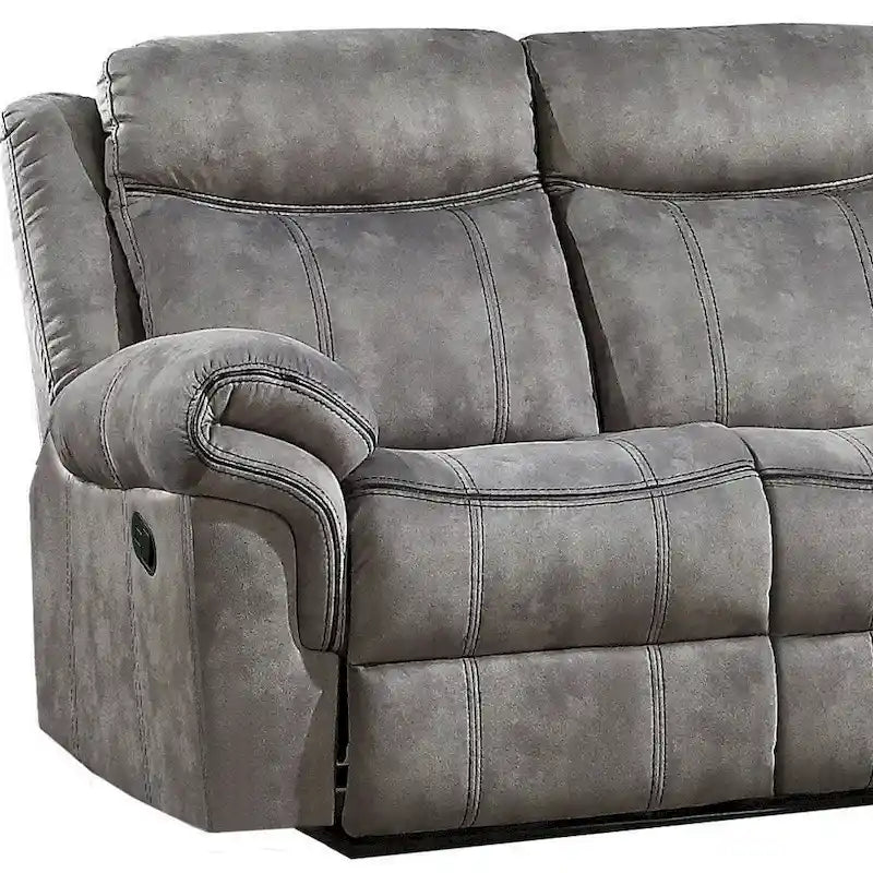 HomeRoots 87 Gray Velvet Reclining USB Sofa With Black Legs - 87