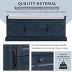 Storage Shoes Bench with 2 Drawers, 2 Cabinets and Removable Cushion